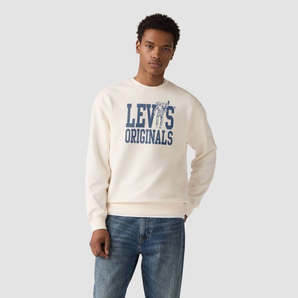Levi's Men's Relaxed Fit Graphic Crewneck Sweatshirt - Cream XL